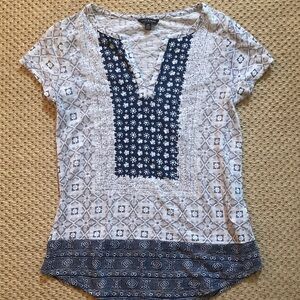 Lucky Brand Navy and White Floral Top